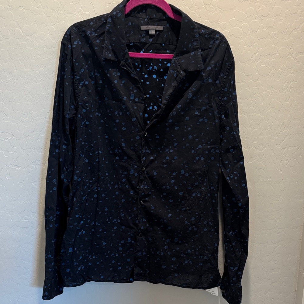 John Varvatos Black and Blue Dress Shirt